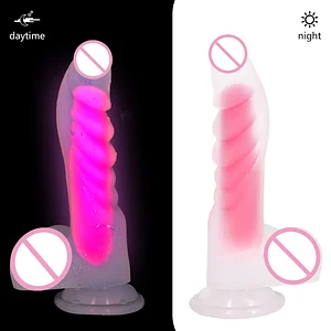 Pink Angel Luminous Liquid Silicone Dildo with Suction Cup Adult toys for couples