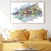 (Stamped/Counted) Colorful Village-14CT Cross Stitch 37*27cm/14.57*10.63in
