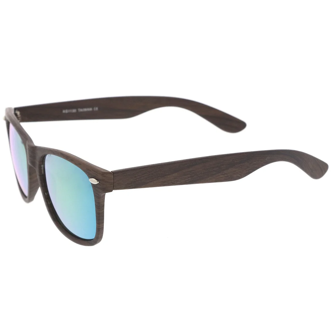 Classic Wood Printed Colored Mirror Square Lens Horn Rimmed glasses 54mm