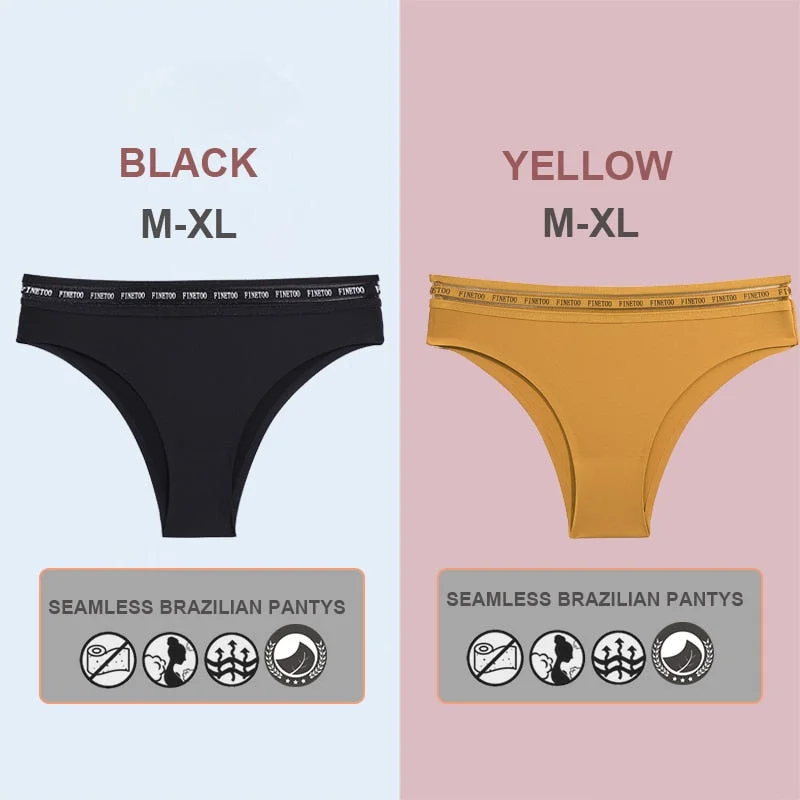 FINETOO 2PCS/Set Women Seamless Lingerie Letter Underpants Ladies 6 Solid Colors M-XL Woman Sexy Panties Briefs Underwear Thong