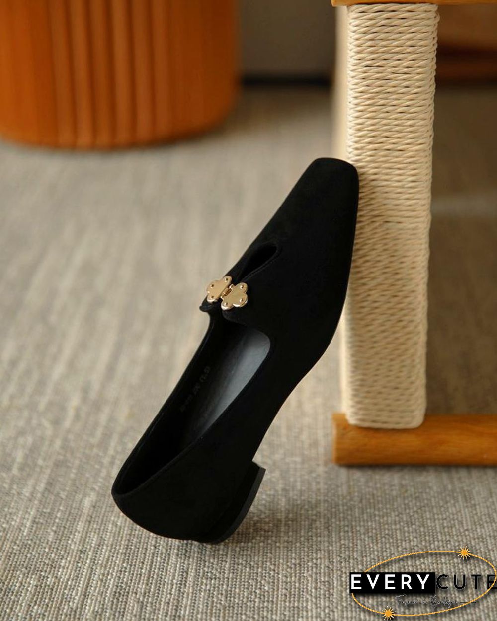 Suede Square Toes Loafers Slip-on