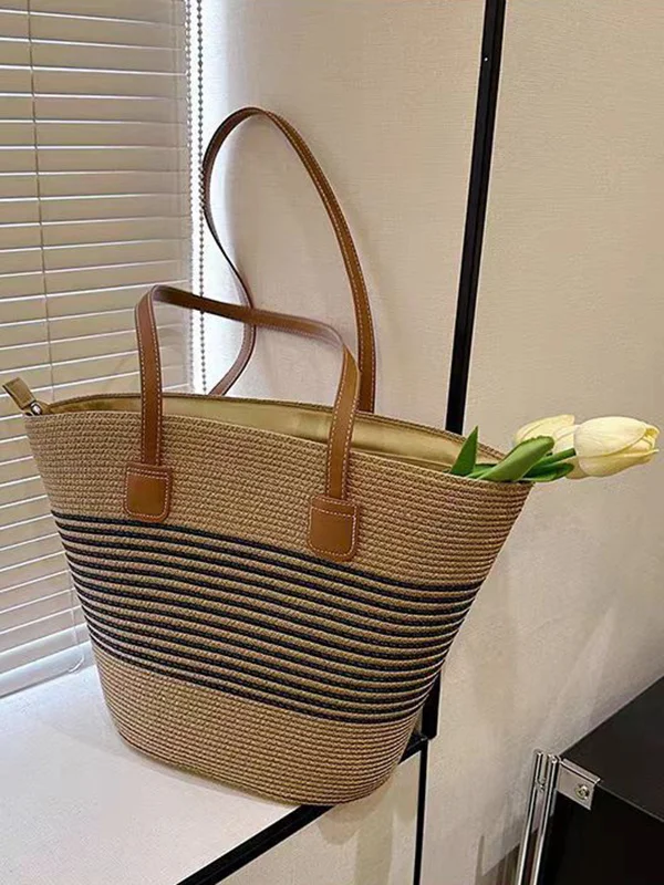 Woven Split-Joint Tote Bags Shoulder Bags