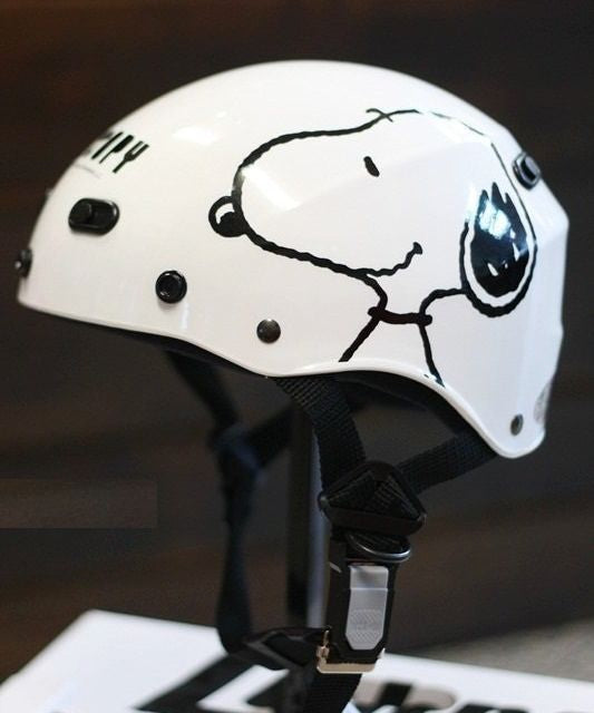 Peanuts Snoopy Adult Motorcycle Half Helmet Half Face Skull Cap For Bike Cruiser Chopper Moped Scooter WHITE + Optional Tinted Retractable Visor A Cute Shop - Inspired by You For The Cute Soul 