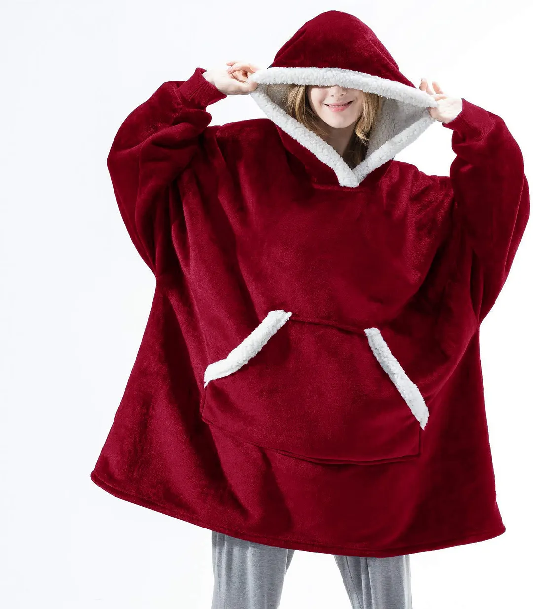 Oversized Hoodie Blanket with Sleeves Men Women Sweatshirt Winter Fleece Streetwear Sherpa Giant Hoodies sudaderas con capucha