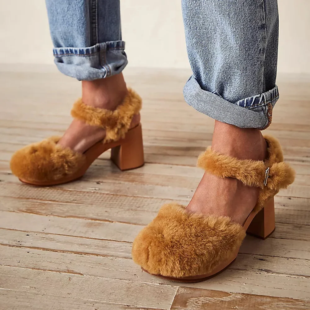  Womens Sandals Plush Sandals Elegant Kitten Heel