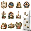 10PCS DIY Pearl Diamond Painting Christmas Fridge Magnets, Sparkling Rhinestone Refrigerator Magnet Craft Kit for Home Decor & Gifts