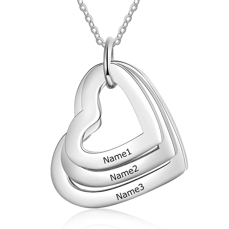 Family Pendant Necklace Heart Matching Necklace Personalized Engraved Names Gift For Women Mothers Necklace Set