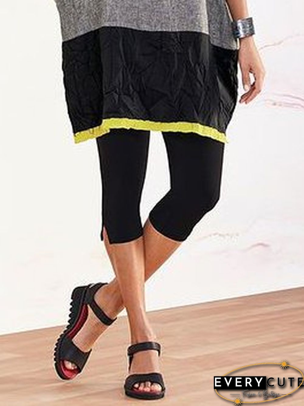 Sheath Cotton Plain Leggings