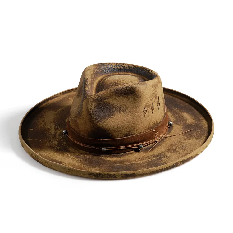 Hats Vintage Fedora Firm Wool Felt Panama Hat Lining Distressed/Burned Handmade E
