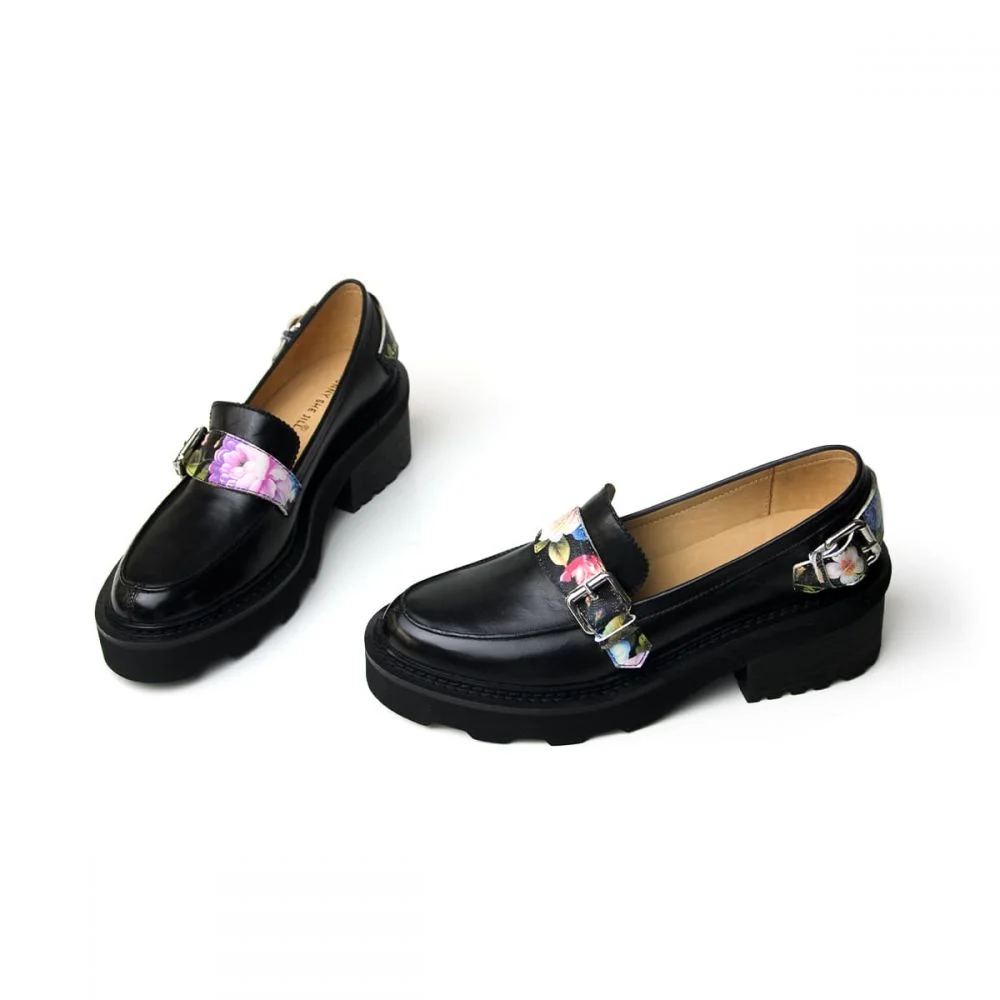 Platform Loafers Floral Print Shoes Stylish Shoes For Girls Nicepairs