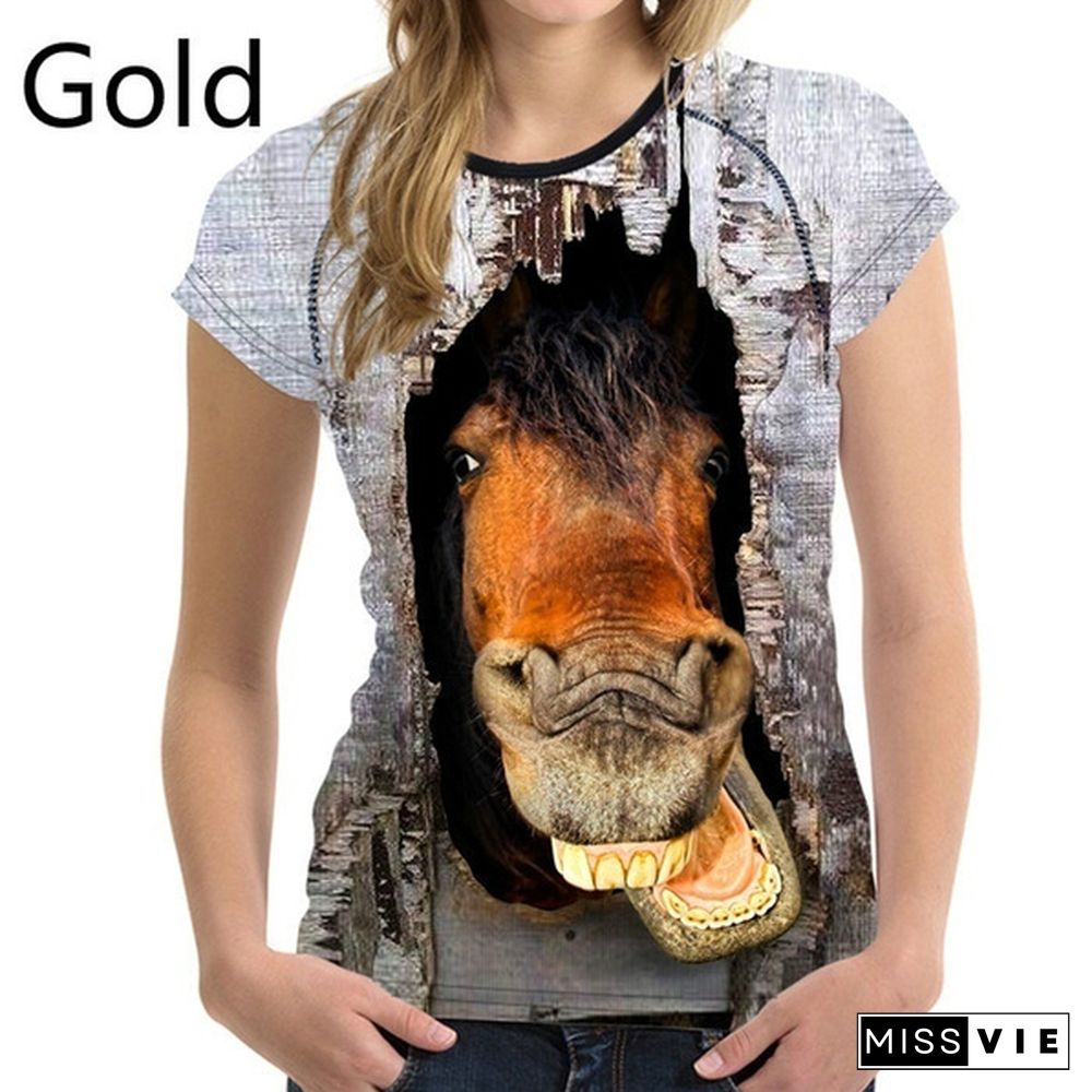 Crazy Horse T-shirts for Women Tees Shirt Harajuku Trendy Tops Tshirts Ladies Short Sleeve Tees Slim T-shirt