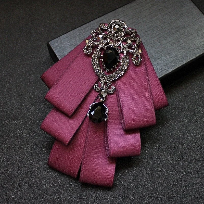 Luxury Black Rhinestone Handmade Bow Tie Men's Wedding Groomsman High-end British Boy Business Suit Shirt Bowtie Set