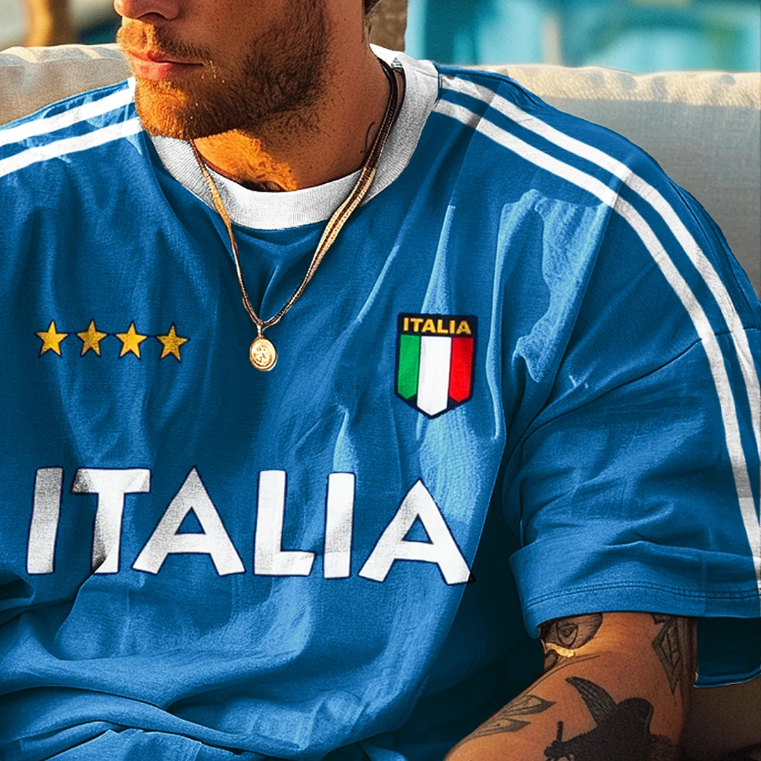 Unisex Retro Italian Football Oversized T-Shirt