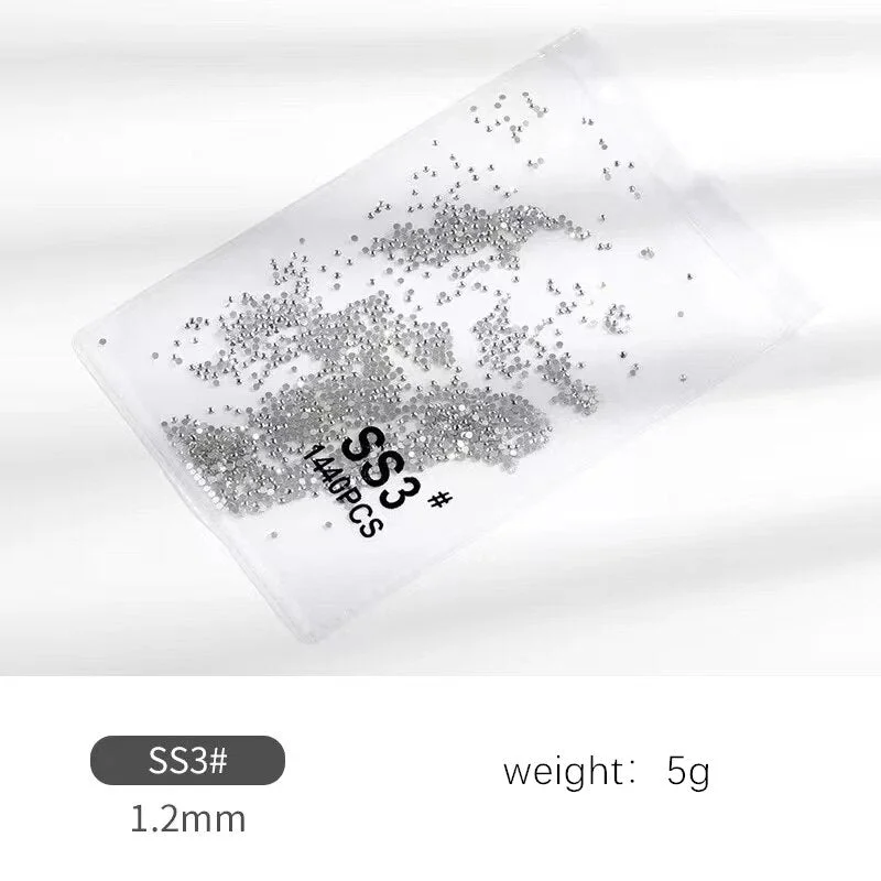 1440pcs Nail rhinestones Clear AB Crystals for nails flatback rhinestones and Decorations For Nail Art Accessories sizeSS3-SS16