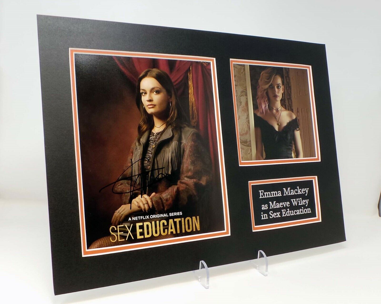 Emma MACKEY Signed Mounted Photo Poster painting Display AFTAL COA Mave Wiley In Sex Education