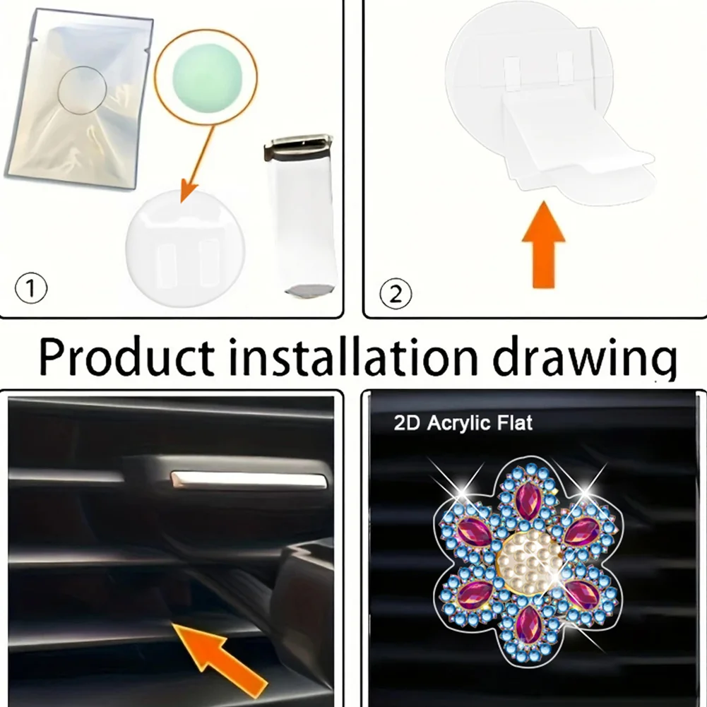 4pc Mandala DIY Diamond Painting Car Air Vent Clip Air Freshener for Adult