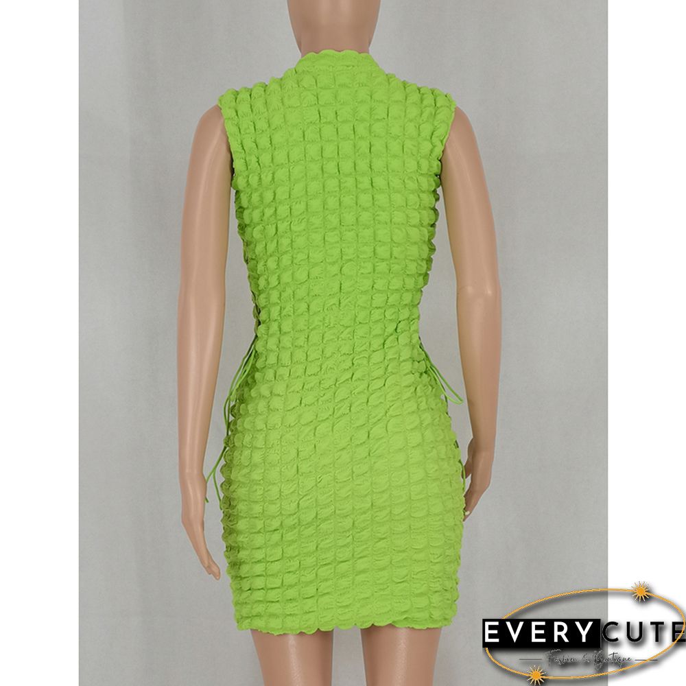 Fluorescent Green Side Lace-up Sleeveless Bodycon Dress