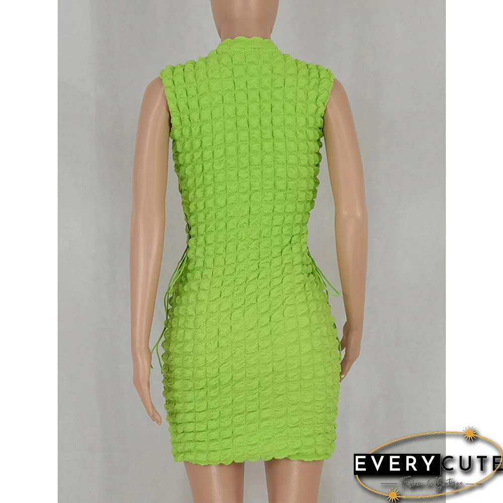 Fluorescent Green Side Lace-up Sleeveless Bodycon Dress