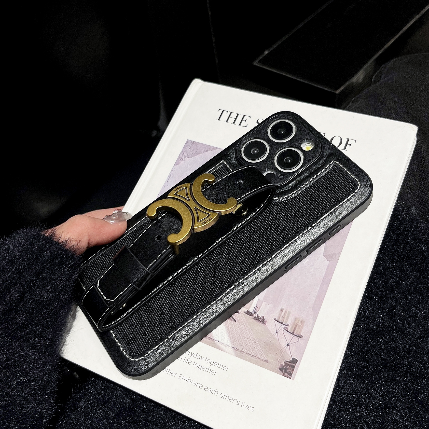 Leather wrist strap Celine Apple iPhone drop protection cases