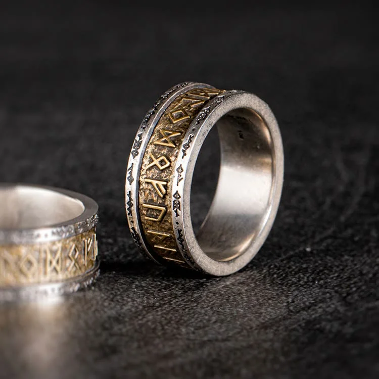Coutureaura 925 Sterling Silver Handcrafted Rune Ring