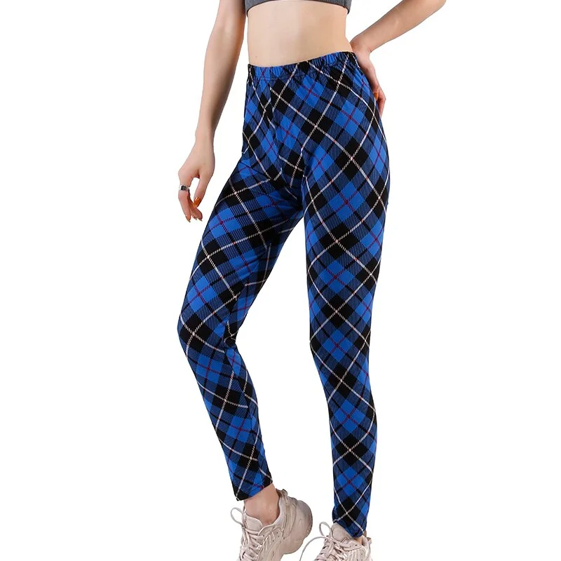 CUHAKCI Push Up Leggins Mujer Stripe Printed Leggings Women  Dot Mid Waist Polyester Fitness Pants