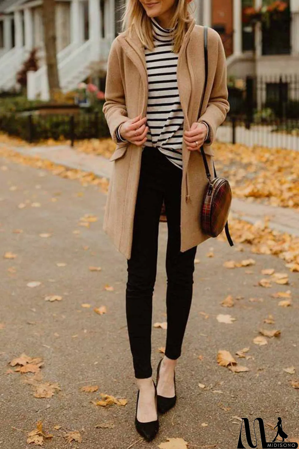 MidiSono - Elegant Lapel Long Sleeve Coat