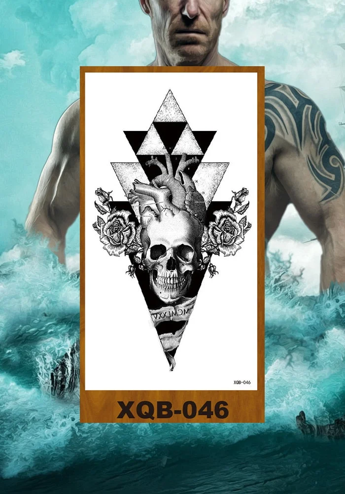 Temporary Tattoos Stickers Vajra Skull Night Demon Crow Mythical Beast Men Women Girl Flower Arm Chest Fake Tatoo Semi Permanent