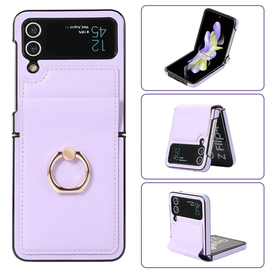 Suitable For Samsung Z Flip 3/Z Flip 4 Folding Solid Color Ring Folding Screen Phone Case