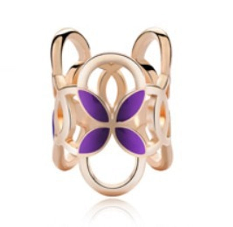 Women’s Minimalist Geometric Alloy Enamel Pearl Hollow Out Scarf Ring