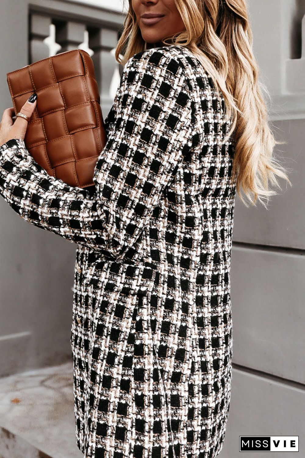 Fashion Street Plaid Turn-back Collar Outerwear(5 Colors)