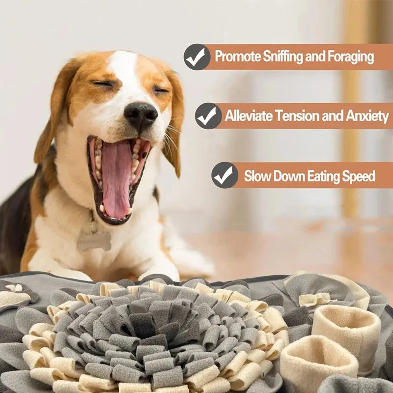 Tegooe Interactive Dog Snuffle Mat for Foraging and Slow Feeding Training - Fleece Puzzle Toy with Anti-Slip Base