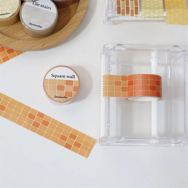 JOURNALSAY 24mm*5m Creative Wall Tiles Washi Tape DIY Border Scene Collage Material