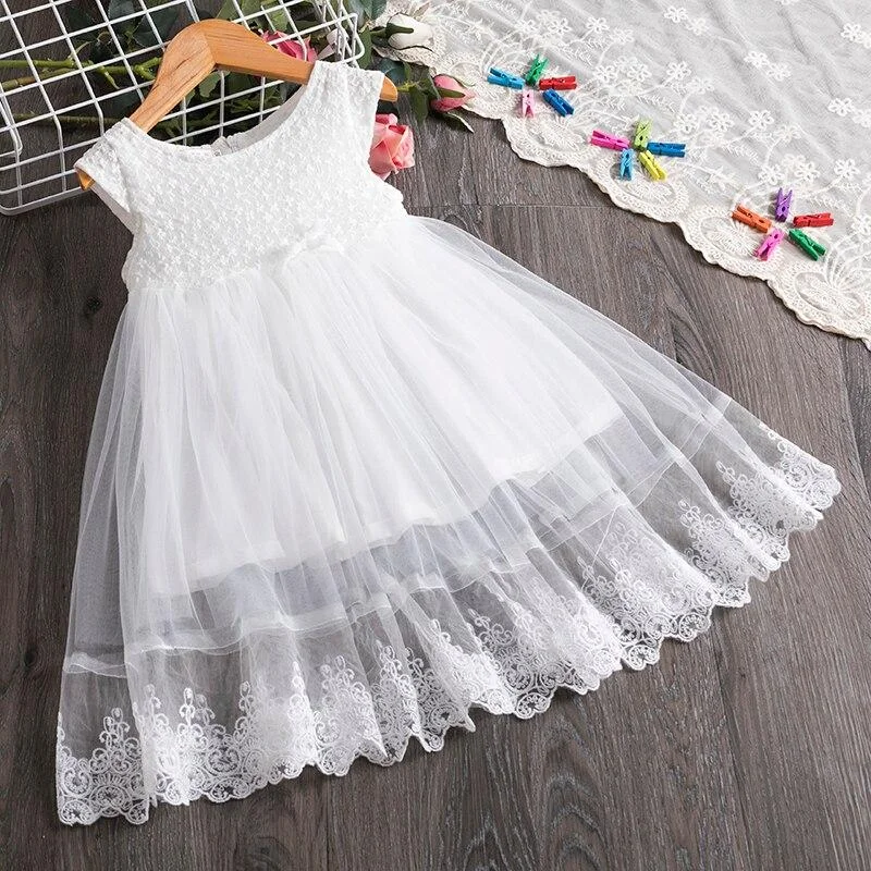 Spring Baby Kids Girls Dress Flower Princess Dress Full Sleeve Party Clothes Mesh Tutu Dress for Girls 3-8Yrs Casual Clothing