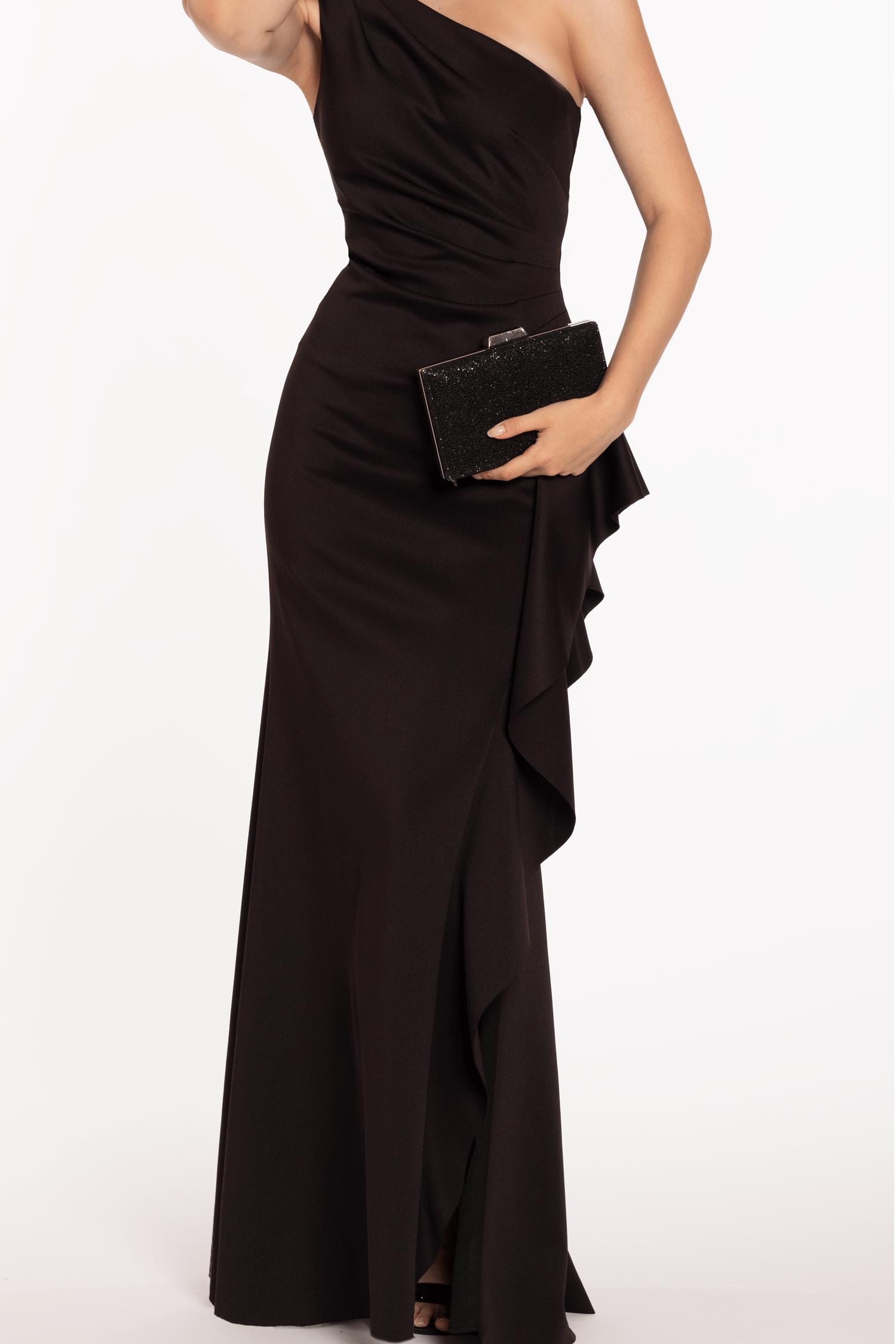 Oknass One Shoulder Sleeveless Split Long Prom Dress With Ruffles Pleated  