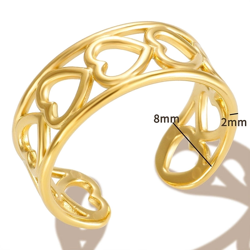 Minimalist Heart Shape 304 Stainless Steel Plating Rings