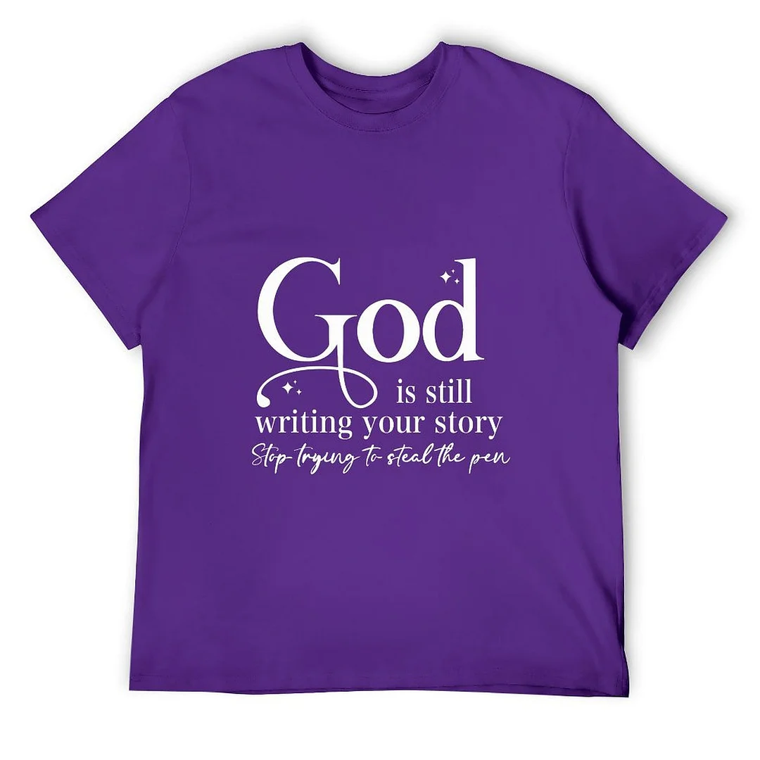 Women plus size clothing Printed Unisex Short Sleeve Cotton T-shirt for Men and Women Pattern God Is Still Writing Your Story-Nordswear