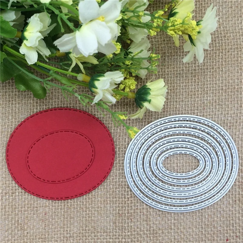 6pcs Oval Metal Cutting Dies Stencil DIY Scrapbooking Embossing Paper Card Album Decorative Craft