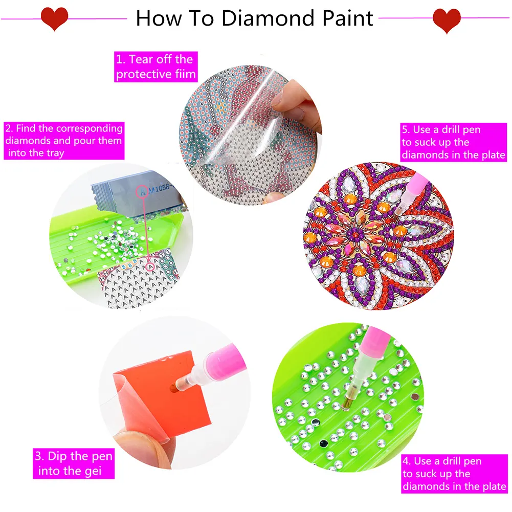10pcs DIY Coaster Diamond Painting Cup Cushion with Rack Home Decor