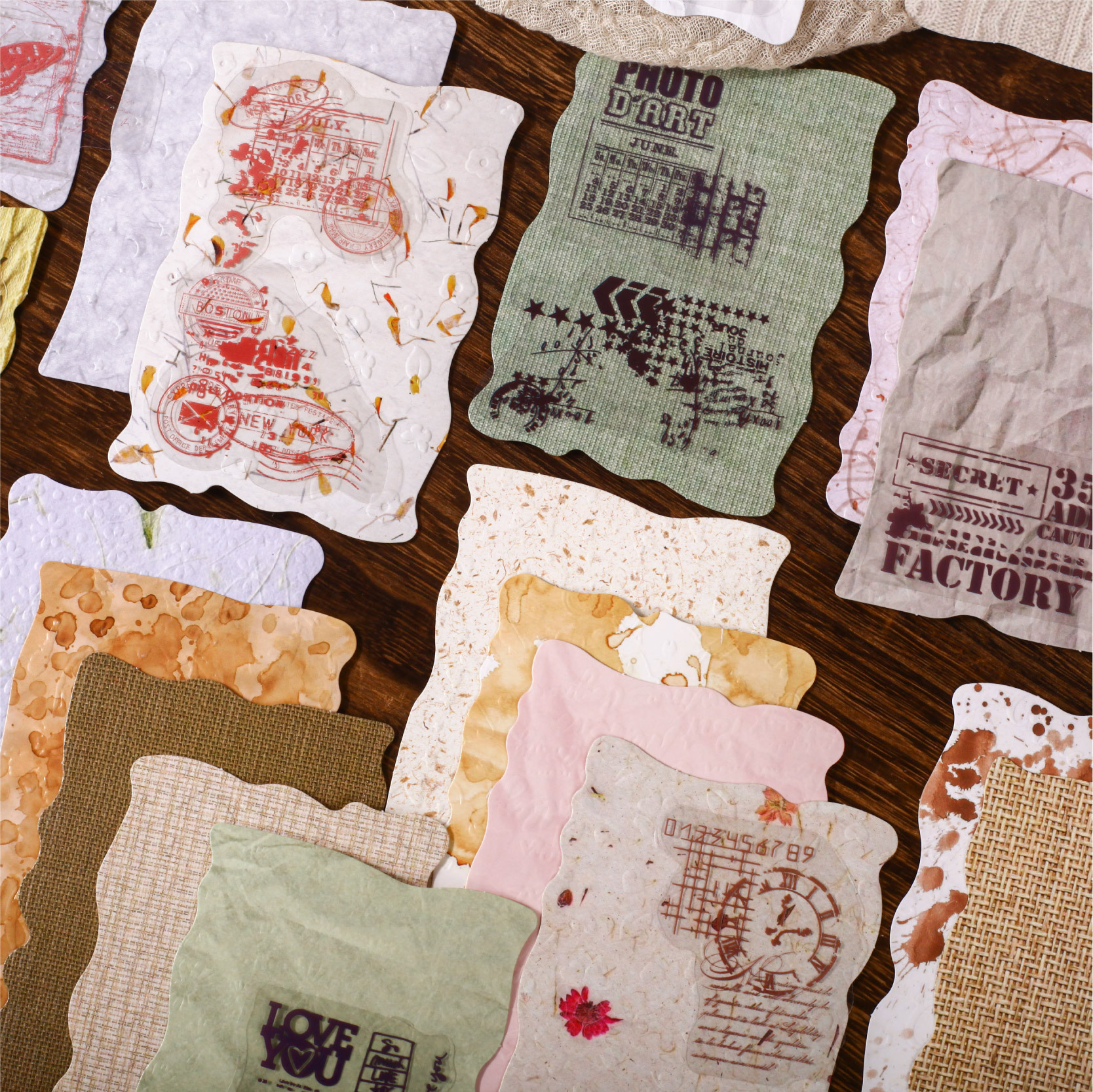 재료 세트 - 원고 시리즈 빈티지 영어 텍스트 얼룩