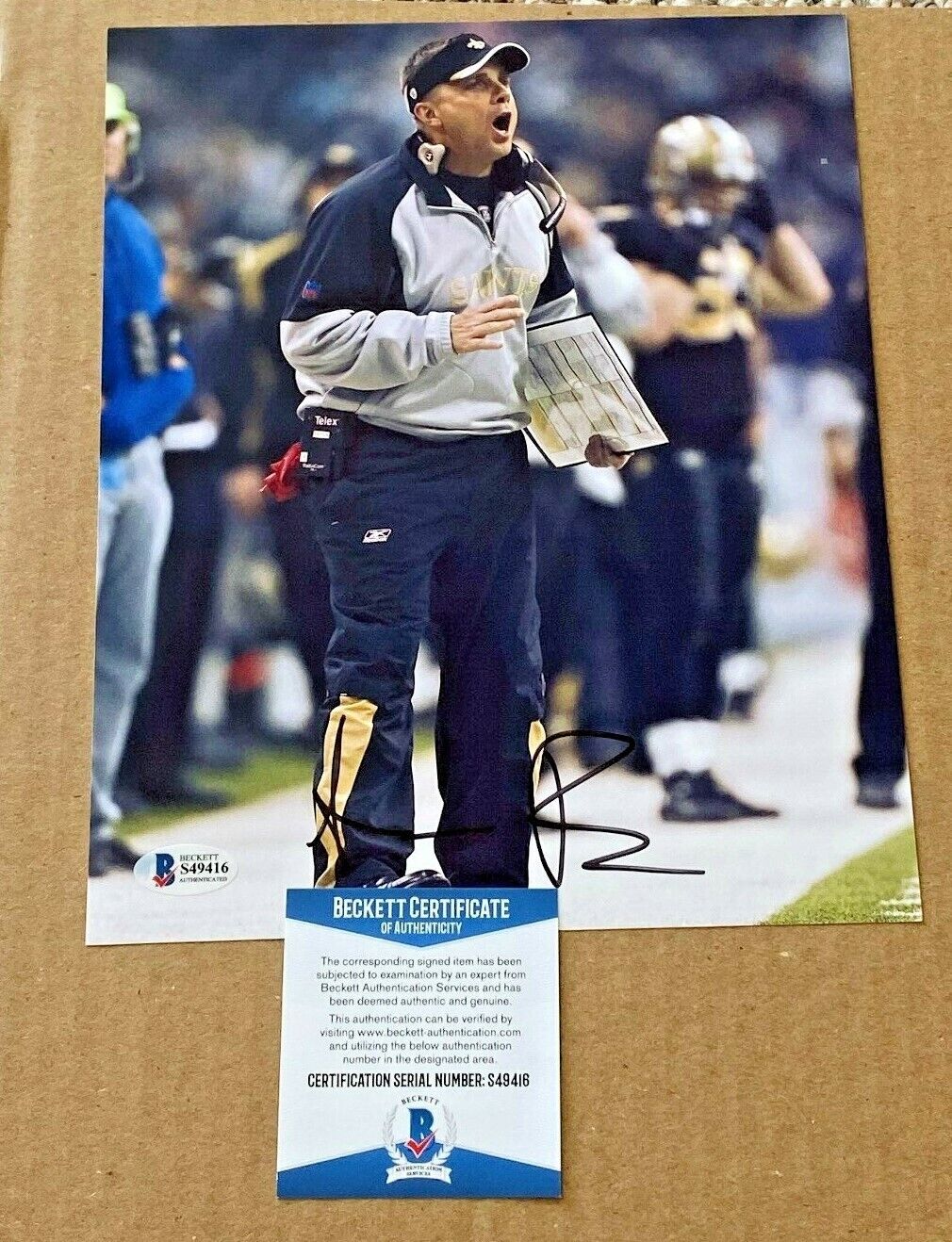 SEAN PAYTON SIGNED NEW ORLEANS SAINTS 8X10 Photo Poster painting BECKETT CERTIFIED