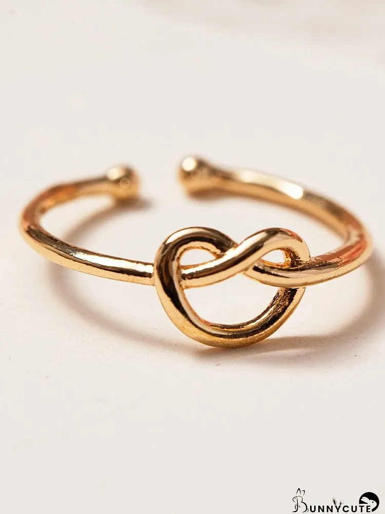 Golden Heart Knot Adjustable Fashion Ring for Valentine's Day