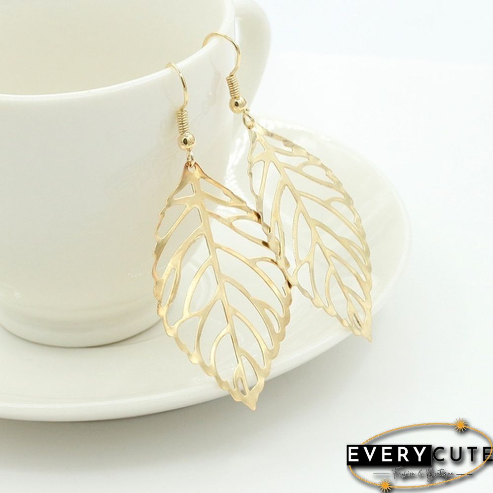 2 in 1 Set Leaves Necklace and Earings Fashion Women Jewelry Set Forest Style Double Leaves Silver Necklace