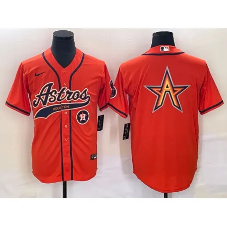 Men's Houston Astros Orange Team Big Logo With Patch Cool Base Stitched Baseball Jersey LDVY