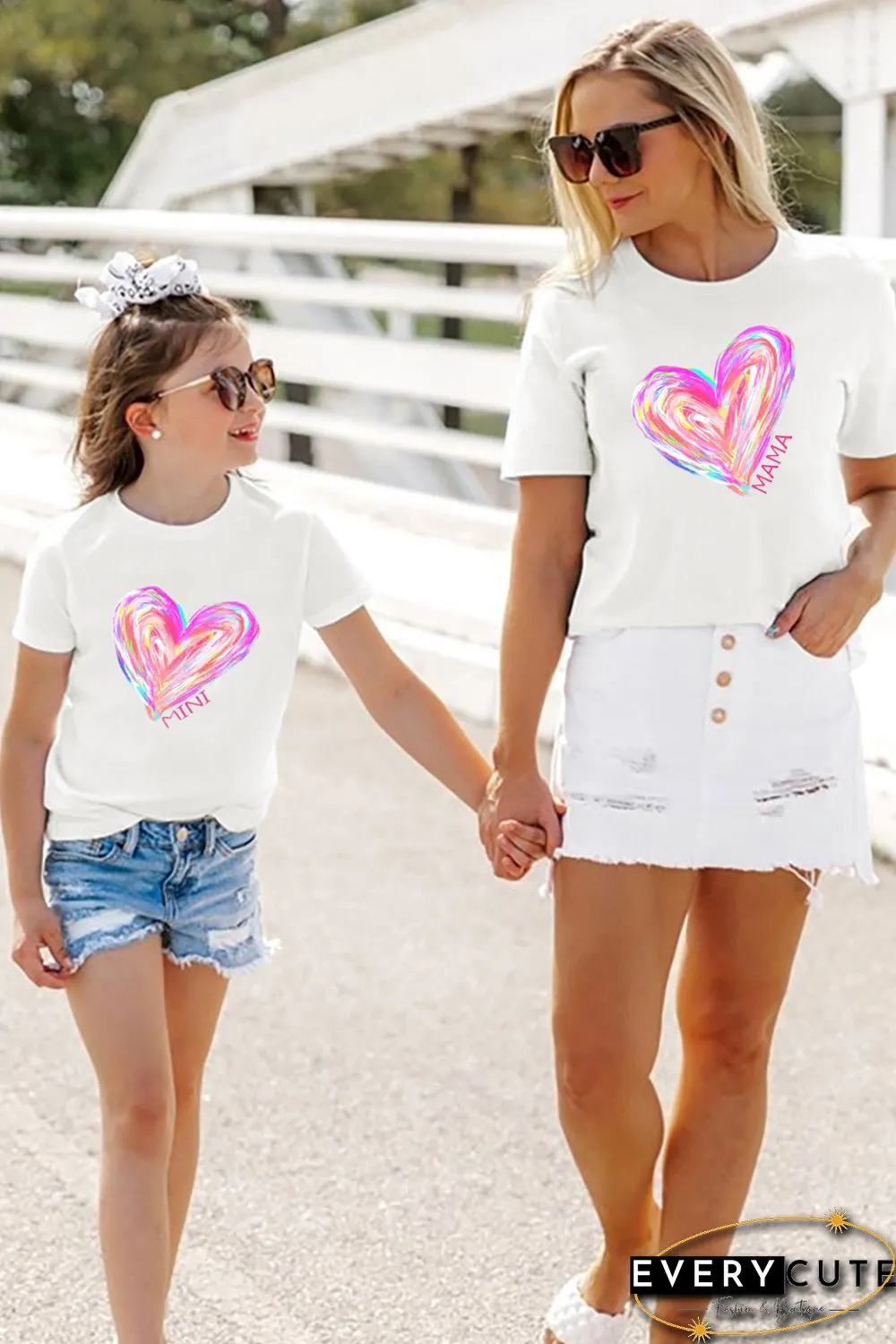 White MINI Brushstroke Heart Graphic Tee