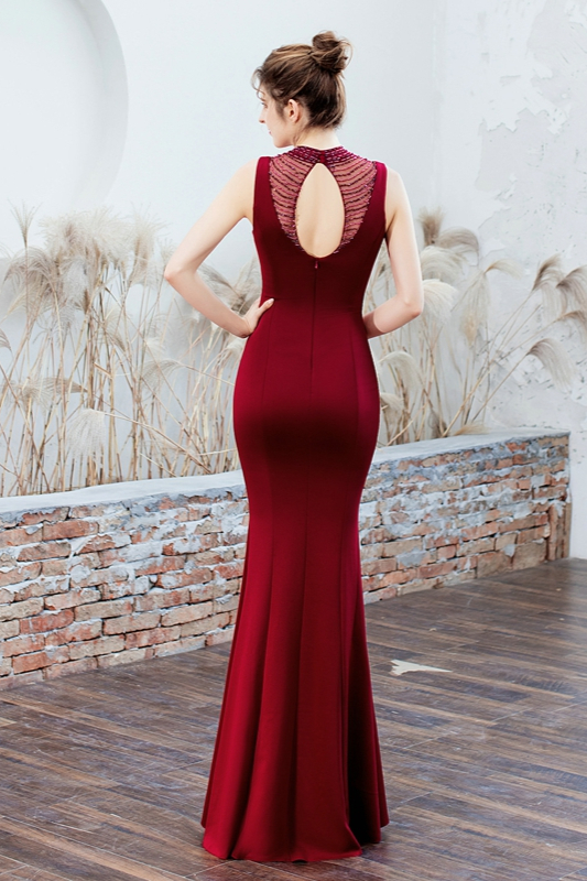 Elegant Sleeveless Beading Mermaid Long Evening Prom Dress