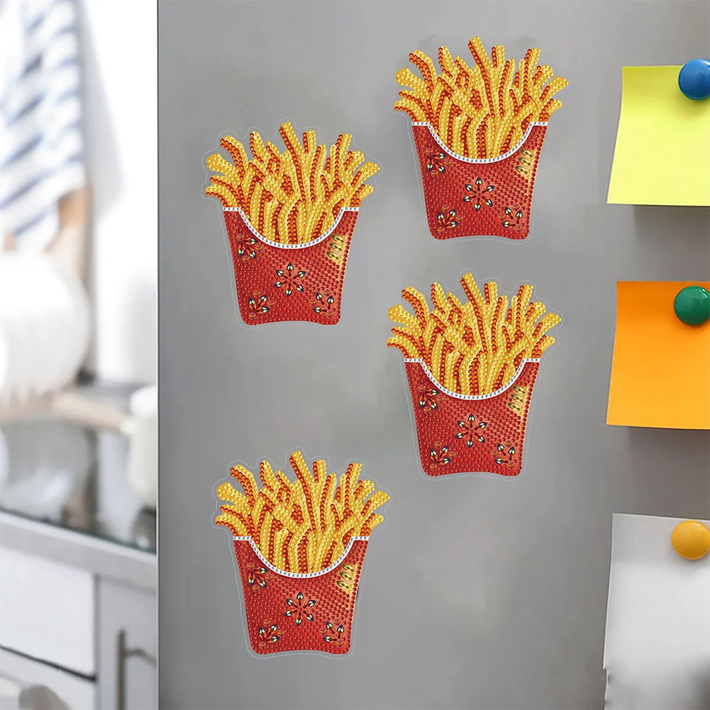 1pcs DIY French Fries Diamond Painting Magnets Refrigerator for Adults Kid Office Car Fridge
