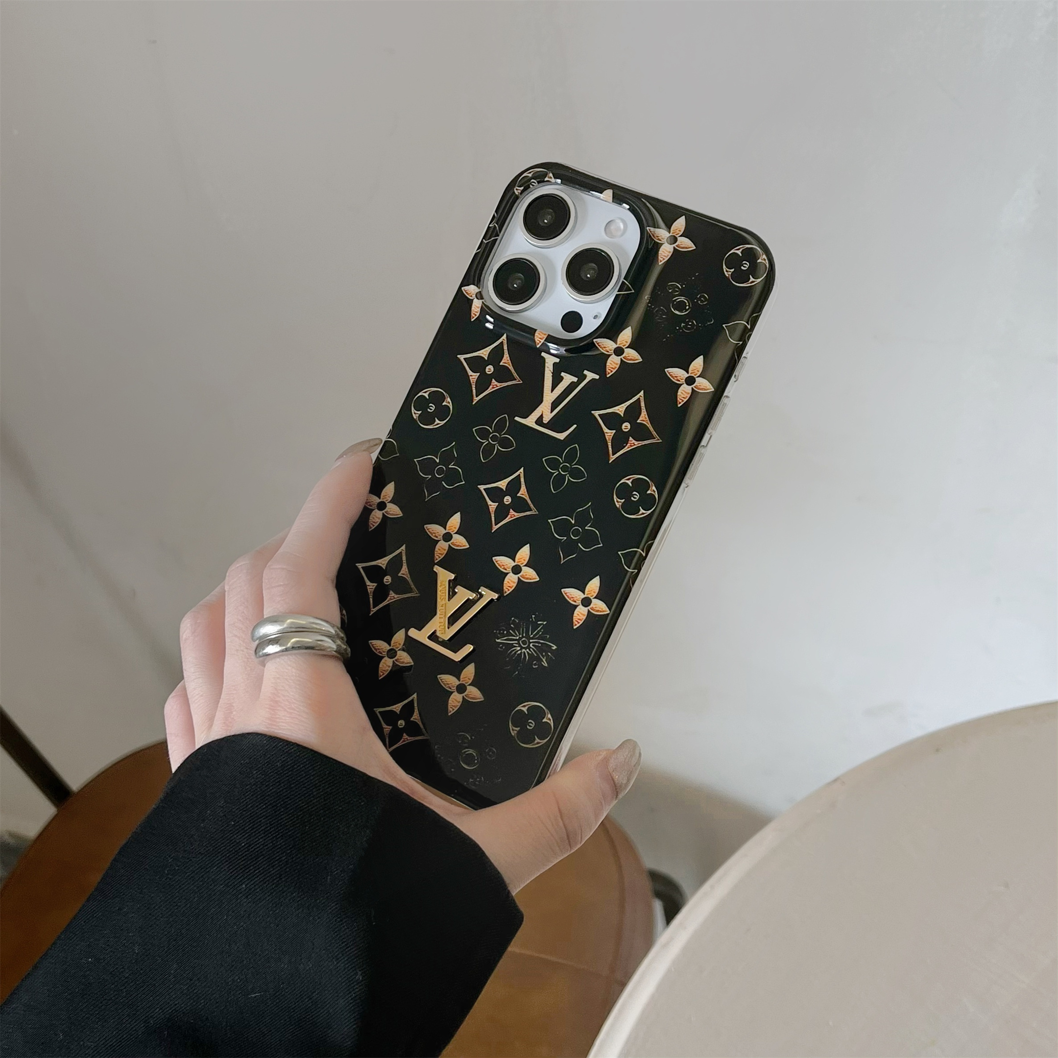 LV Gold Stamping Letter Combination 3D Logo Apple iPhone Case