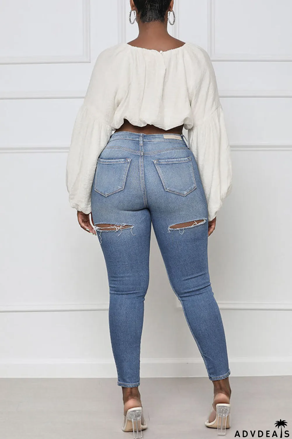 Light Green Casual Sweet Solid Split Joint Fold O Neck Tops