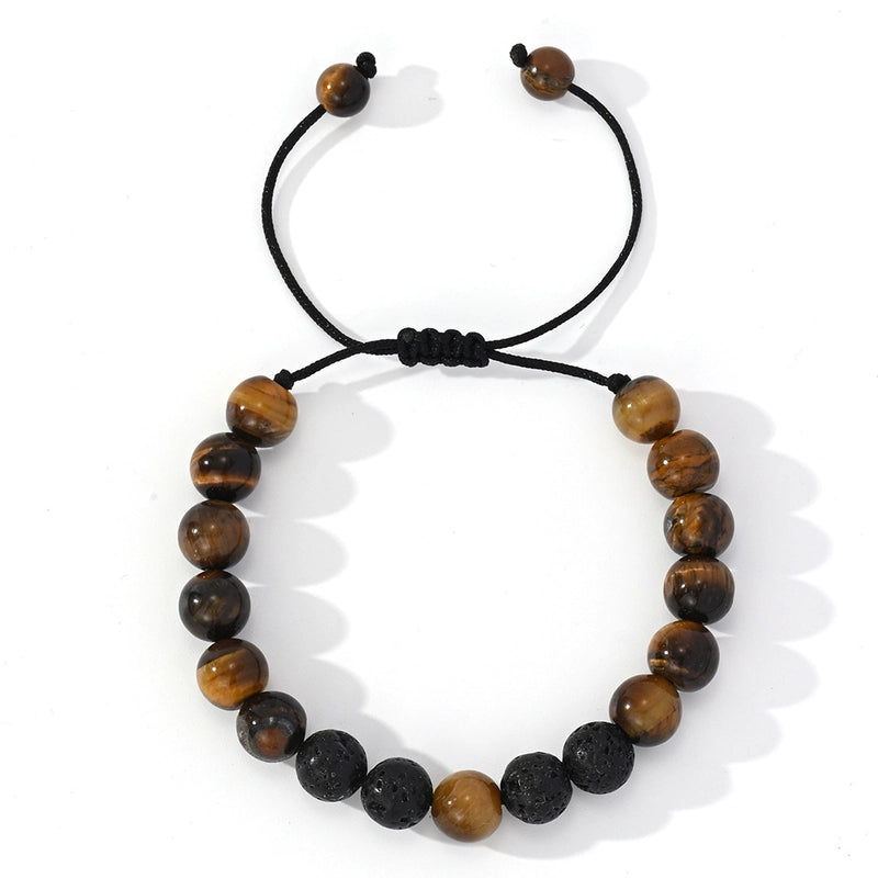 Hot Selling Seven Jewelry Bracelet Black Volcanic Rock Tiger Eye Woven Men’s Bracelet Factory Direct Sales