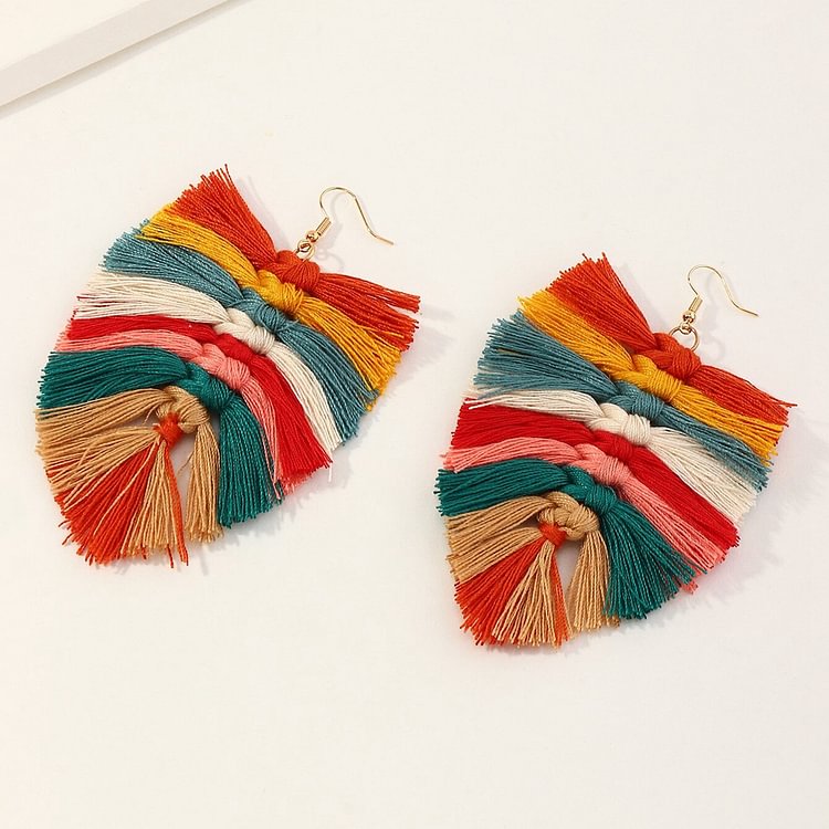 Handmade Woven  Earrings Bohemian National Wind